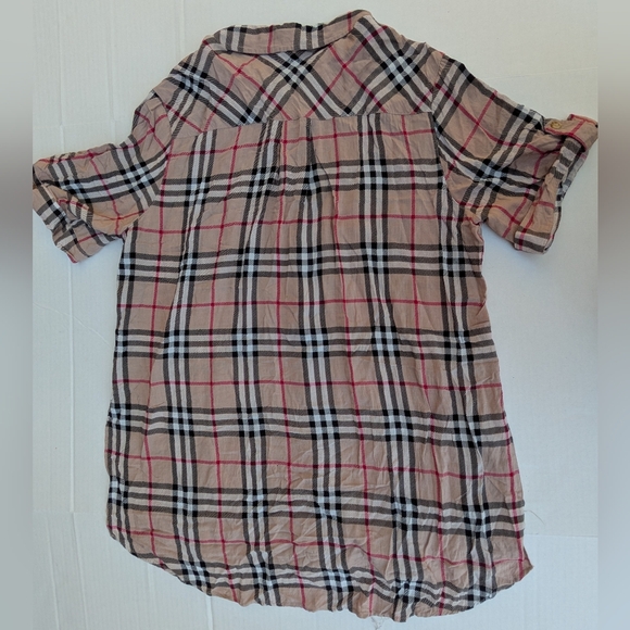 Plaid Tunic 100% Rayon Button‎ Up Shirt - Picture 2 of 8